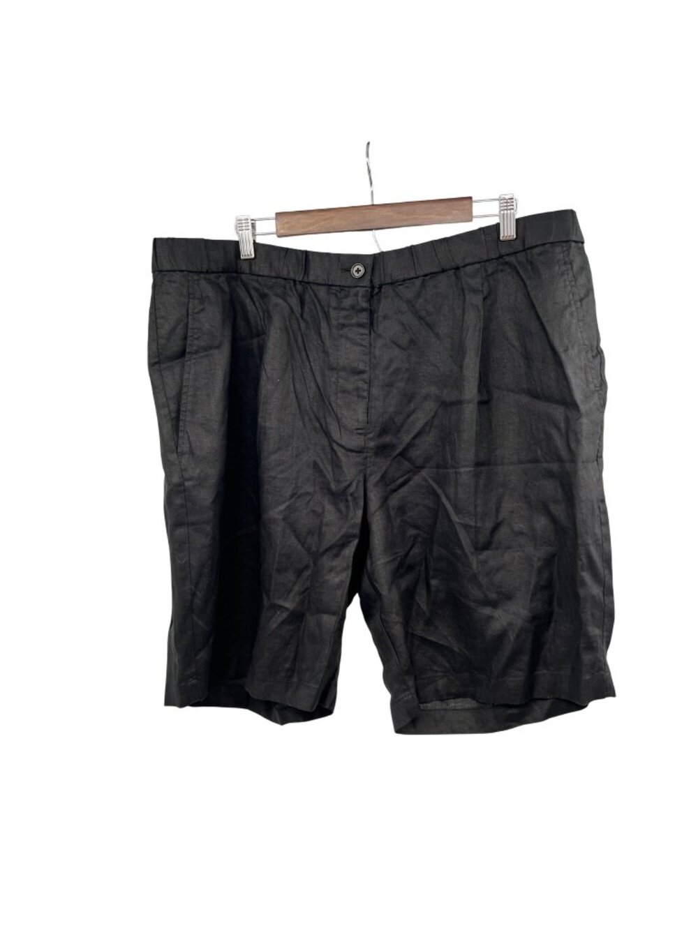 Eileen Fisher Linen Shorts Lightweight Black Pockets Size 1X New